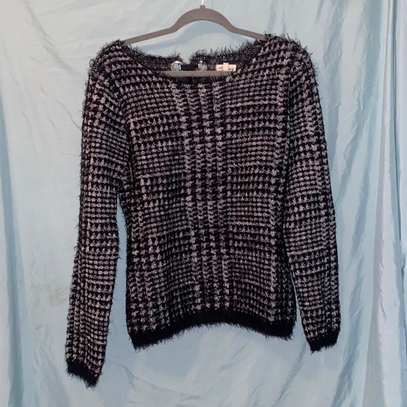 Size M fuzzy plaid sweater. - Picture 1 of 3